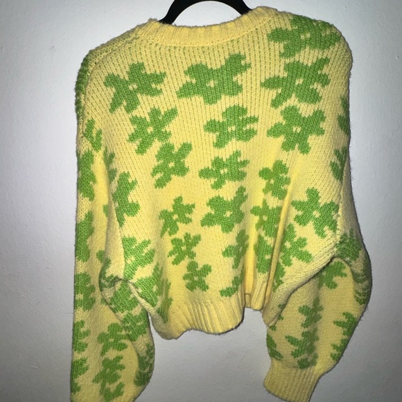 Zara Yellow and Green Floral Knit Cardigan - Picture 3 of 4